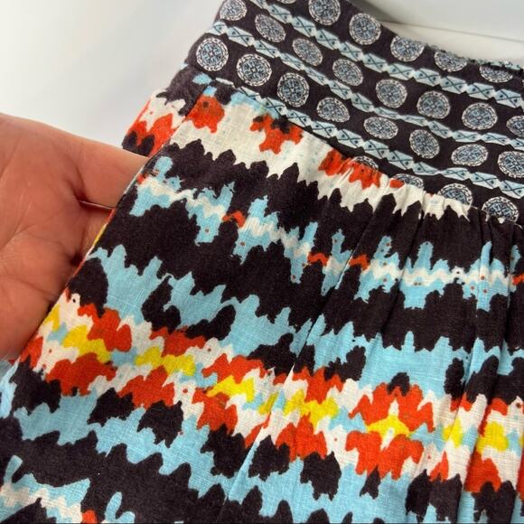 Anthropologie Porridge multi color boho Aztec print mini skirt lined size 2 - Picture 2 of 8